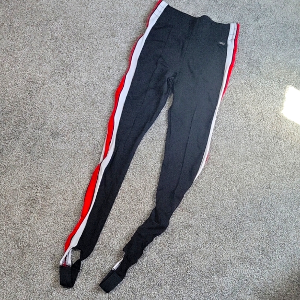 Guess Black Leggings with Red and White Stripe